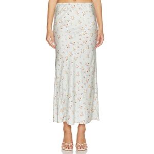 Spell & the Gypsy Fleur Bias Skirt in Teapot Blue Floral Slip Midi Maxi Large